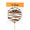 Mummy-shaped milk chocolate sucker wrapped in its Halloween-themed packaging