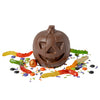 Chocolate pumpkin figure filled with halloween treats